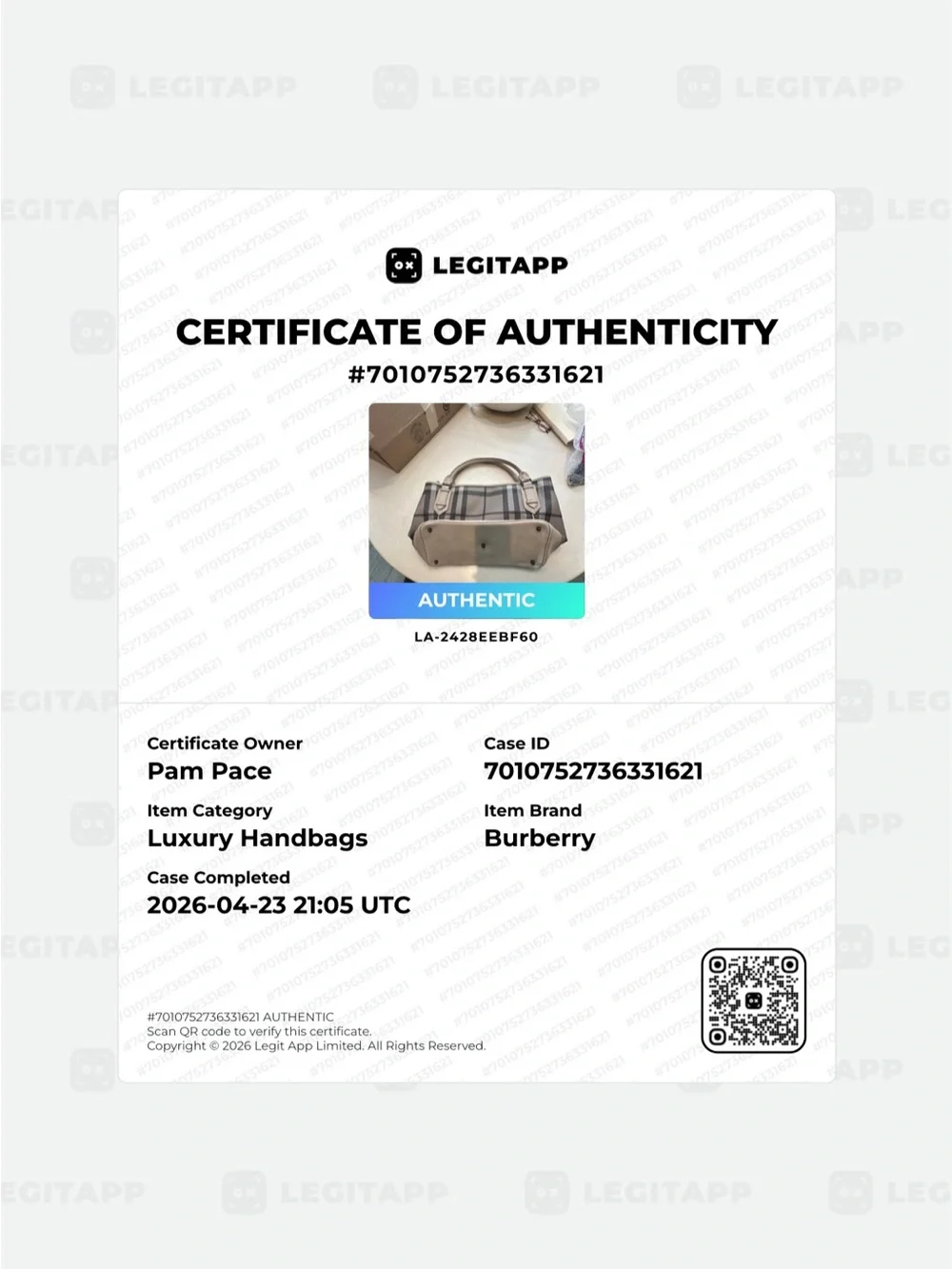 Burberry Beige and Gray Plaid Top-Handle Tote - Picture 10 of 10